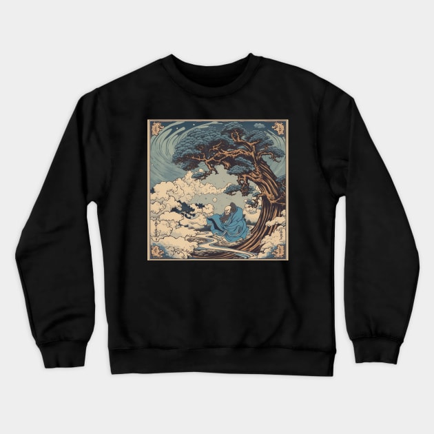 Hokusai-inspired Woodblock Print: The Wind in the Trees Crewneck Sweatshirt by naars90